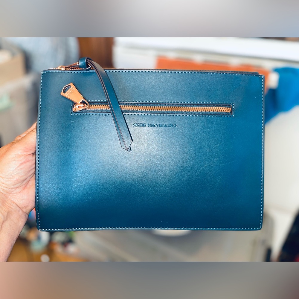 Aimee Kesteneerg Teal Leather Pouch